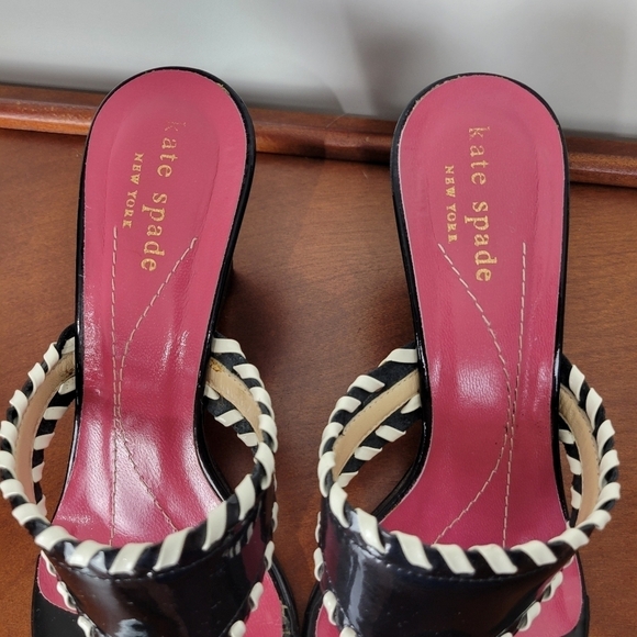 Kate Spade Square Toe Mule Sandal in Black & White Size 7 - Picture 3 of 8